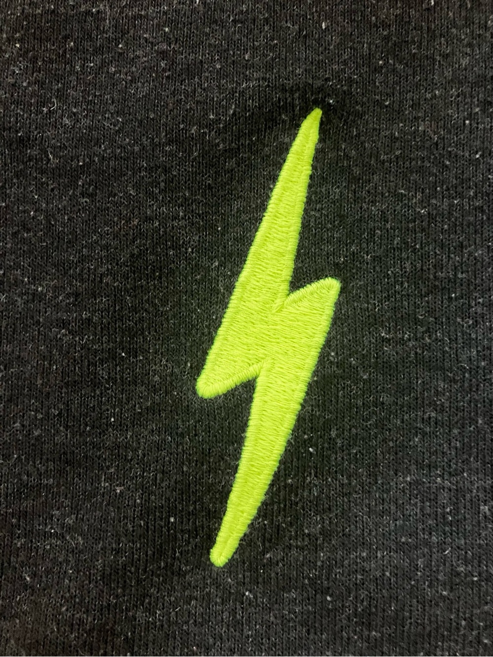 Aviator Nation Black Cropped Sweatshirt with Neon Yellow Lightning & Stripes - Picture 3 of 5